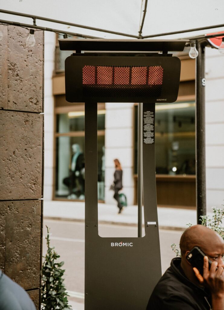 Portable Outdoor Heater on Restaurant Patio