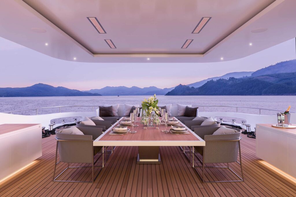 Superyacht Deck Mountain Background